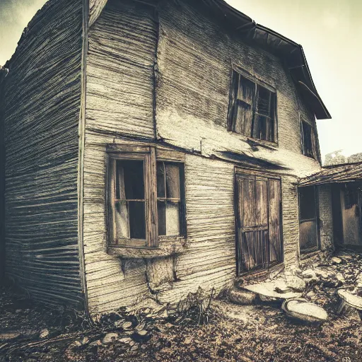 Image similar to old man, cried, humus, dust, nature, abandoned house, fiction, stability, intricate, elegant, 8 k, uhd, justify, realistic, concept art, matte, sharp focus, photography, consistent, highly detailed object content, proportional object content