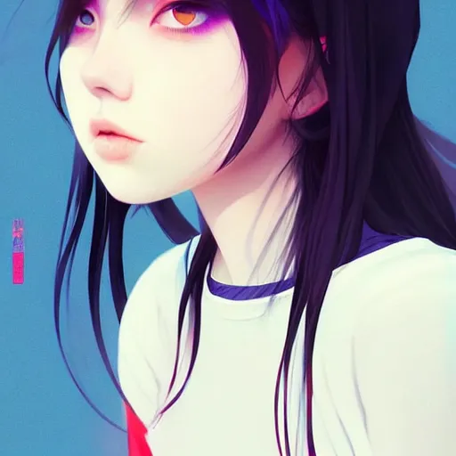 Image similar to a beautiful young korean kpop billie eilish alluring instagram model in crop top, by guweiz and wlop and ilya kuvshinov and artgerm, symmetrical eyes, aesthetic, gorgeous, stunning, alluring, attractive, artstation, deviantart, pinterest, digital art