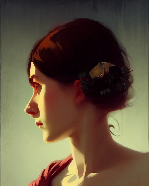 Image similar to stylized portrait of an artistic pose, composition, young victorian sad fancy lady, cinematic moody colors, realistic shaded, fine details, realistic shaded lighting poster by ilya kuvshinov, magali villeneuve, artgerm, jeremy lipkin and michael garmash and rob rey