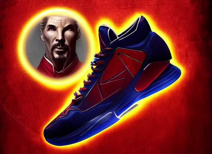 Image similar to basketball sneakers concept of doctor strange, trending on artstation, smooth, sharp focus