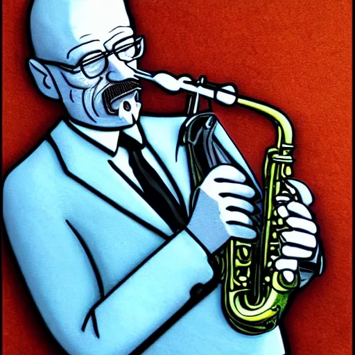 Prompt: walter white playing the saxophone, very detailed, very intricate, 8 k, dslr,