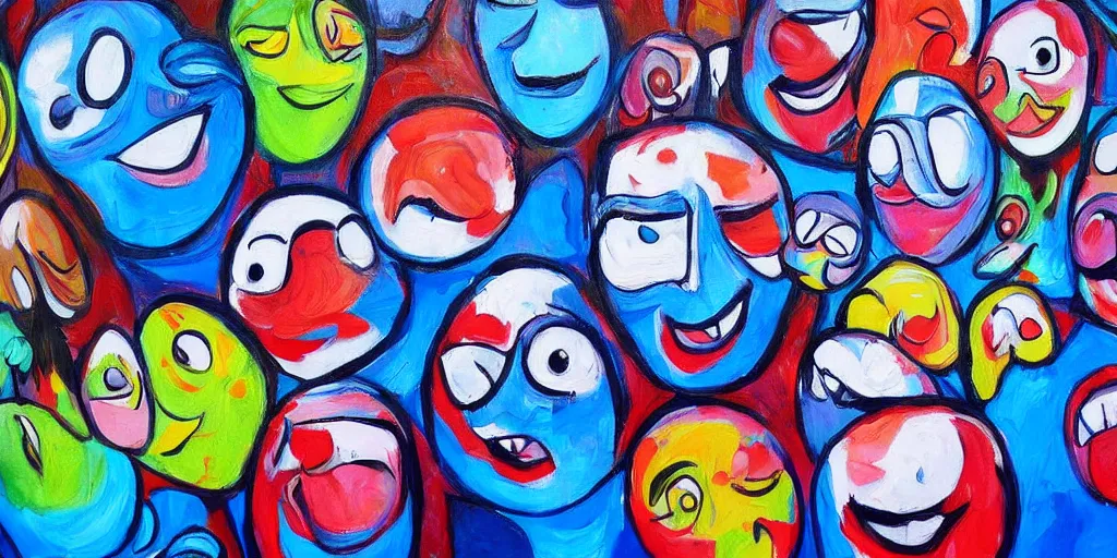 Prompt: detailed painting of funny faces