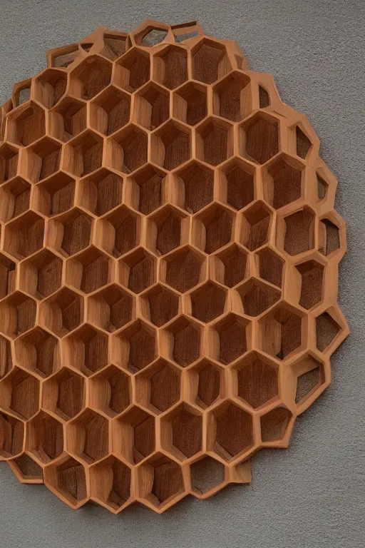 Image similar to non - euclidean labyrynth, abstract wooden carving, realistic, soaked in honeycomb