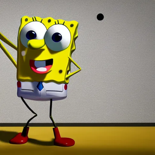 incredibly sad spongebob, 3 d render, melancholic