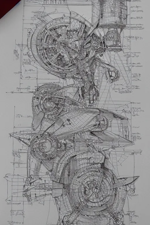 Image similar to A concept of a detailed and intricate design of a mechanical deconstructor 3d design, great finesse organic hyper detailed, engineering blueprints, technical drawings, calculus, stained paper