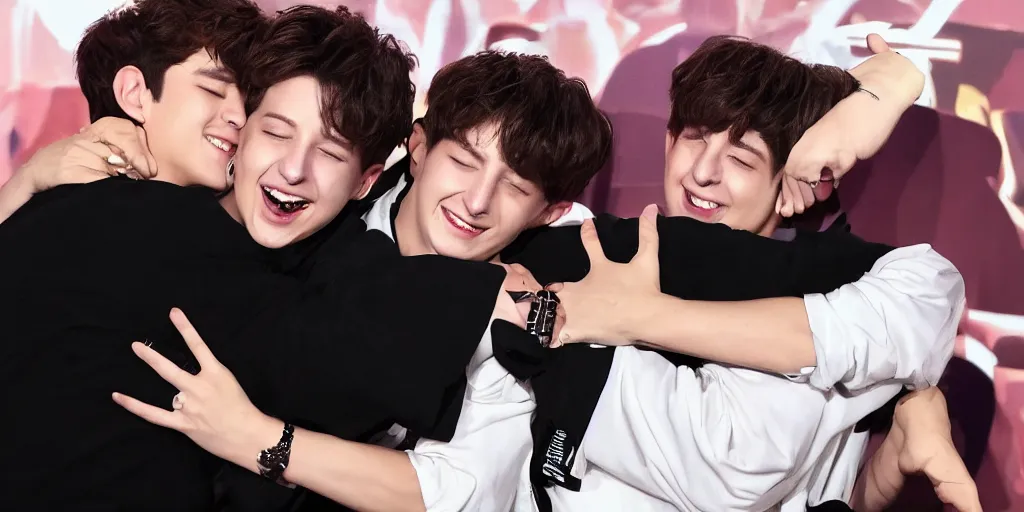 Image similar to charlie puth hugging Jung kook