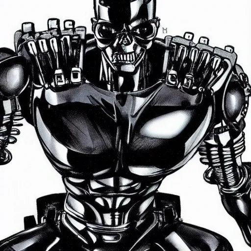 Image similar to a t - 8 0 0 terminator in yusuke murata style, detailed