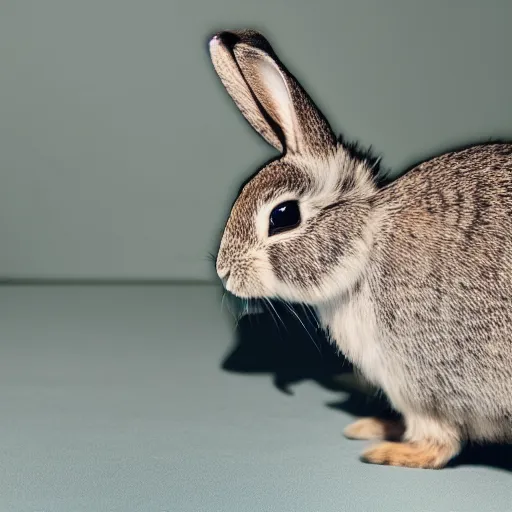 Prompt: high quality photograph a cute rabbit in a suit.