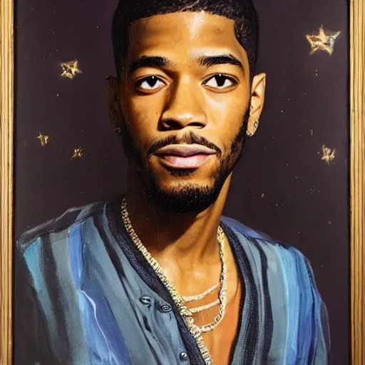 Image similar to kid cudi, oil on canvas, 1775