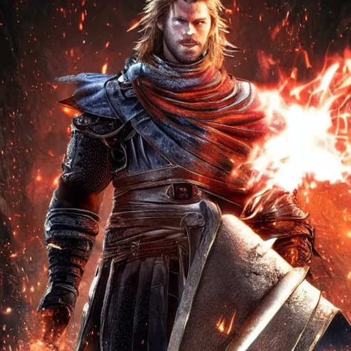 Prompt: Chris Hemsworth in Dark Souls 3