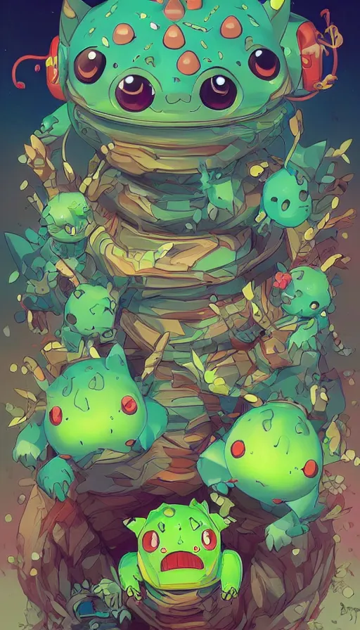 Image similar to lofi BioPunk Pokemon Bulbasaur portrait Pixar style by Tristan Eaton_Stanley Artgerm and Tom Bagshaw,