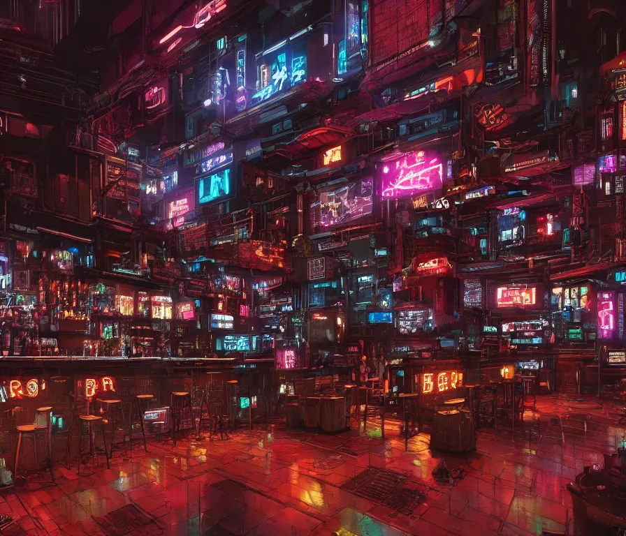 Prompt: a bar from a cyberpunk film, cinematic, hyper detailed, hd, 1 6 k