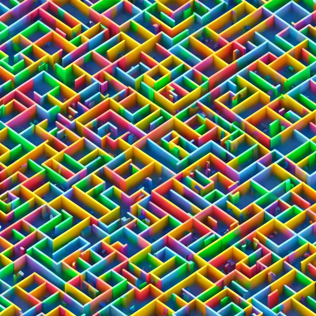 Image similar to wimmelbilder maze made of building blocks, isometric, octane render, unreal engine
