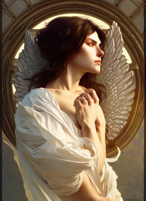 Image similar to ultra realistic illustration, handsome angel. intricate, elegant, highly detailed, digital painting, artstation, concept art, smooth, sharp focus, illustration, art by artgerm and greg rutkowski and alphonse mucha and wlop