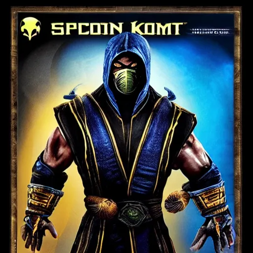 Prompt: scorpion mortal kombat blue, video game