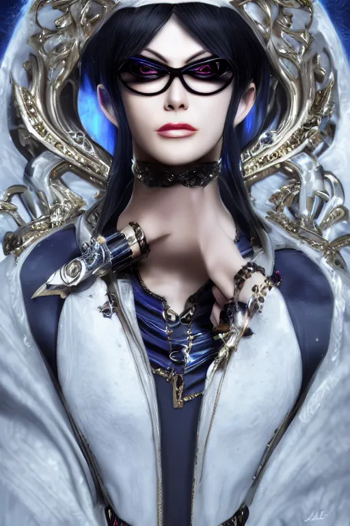 Image similar to Bayonetta (character) , pretty face, ultra detailed, digital art, 8k ,character ,realistic, portrait, hyperrealistic