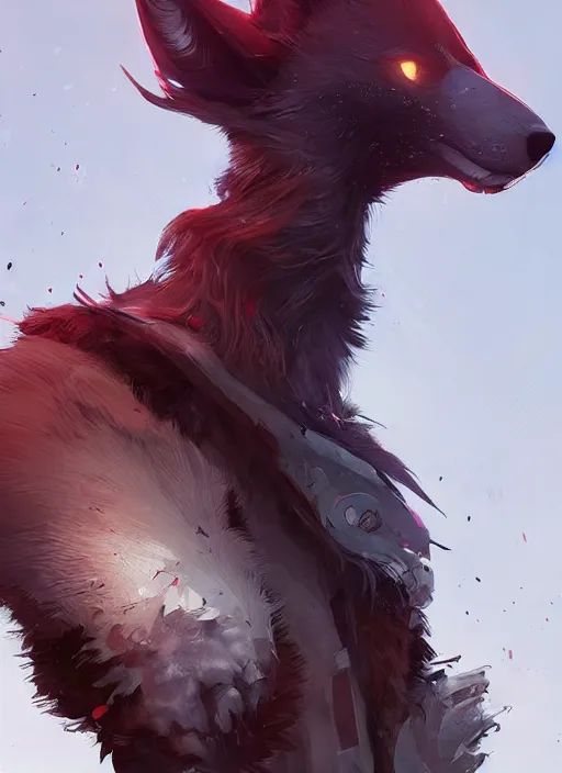 Prompt: beautiful portrait of a handsome black male anthropomorphic wolf fursona long red hair in destiny 2. character design by cory loftis, fenghua zhong, ryohei hase, ismail inceoglu and ruan jia. artstation, volumetric light, highly detailed, photorealistic, fantasy, rendered in octane