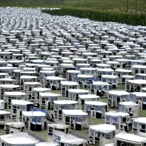 Prompt: city with army of toilets populated by s