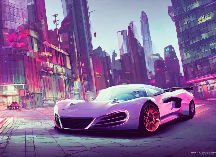 Image similar to a sport car in a city. sharp focus, cinematic pose, cinematic lighting, unreal engine render. art by josan gonzales and moebius and deathburger.