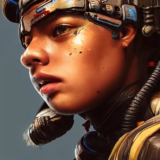 Prompt: full face shot of wattson from apex legends, ultra detailed, concept art, award winning photography, digital painting, professional painting, cinematic, by wlop, closeup, 8 k, yoshitaka amano,