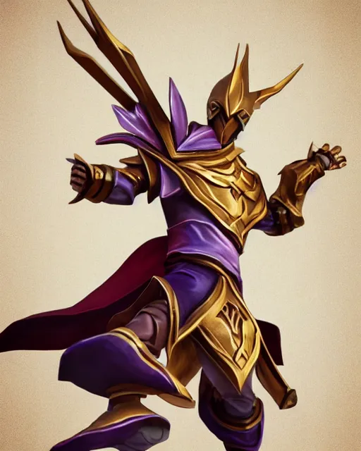 Image similar to stylistic render of Azir League of Legends epic dynamic pose