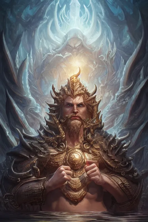 Image similar to lord of sea elf, god of the underworld, highly detailed, d & d, fantasy, highly detailed, digital painting, trending on artstation, concept art, sharp focus, illustration, global illumination, ray tracing, realistic shaded, art by artgerm and greg rutkowski and fuji choko and viktoria gavrilenko and hoang lap, sunny