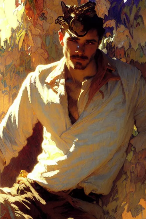 Image similar to attractive man, painting by gaston bussiere, craig mullins, greg rutkowski, alphonse mucha