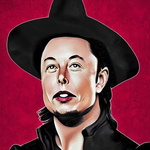 Image similar to elon musk as a musketeer, he has a big black hat and holds a shiny sword, digital art