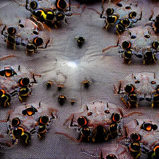 Image similar to high quality close-up photo translucent gelatinous spiders! macro lens , gorgeous highly detailedhigh quality low angle hd 8k sharp shallow depth of field