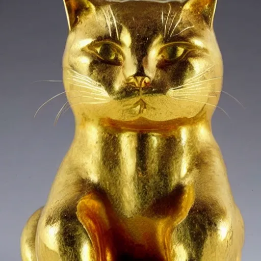 Image similar to an ancient gold cat statue