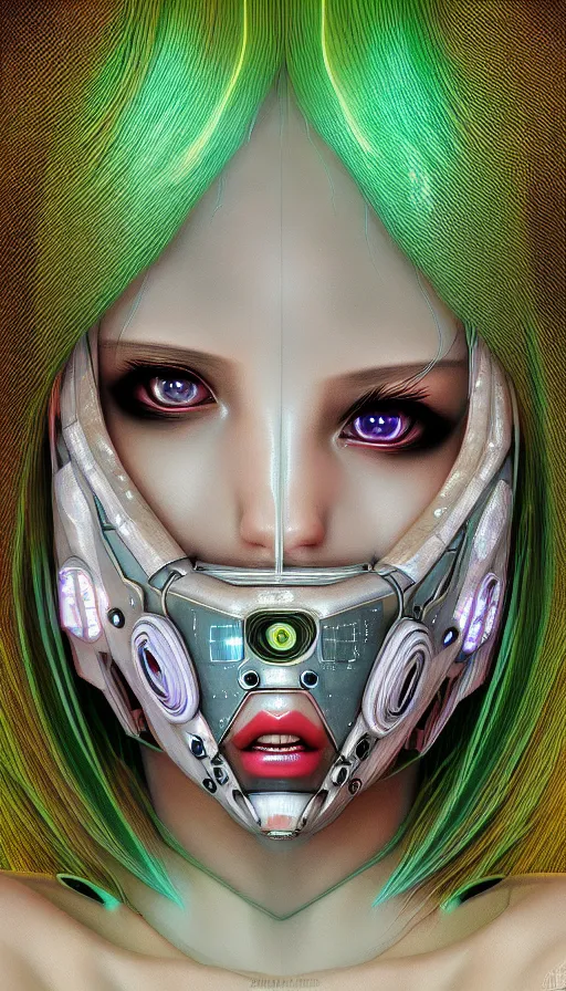 Image similar to face mask on beautiful woman face, cyberpunk art by kuno veeber, cgsociety, computer art, ultra detailed, futuristic, anime aesthetic