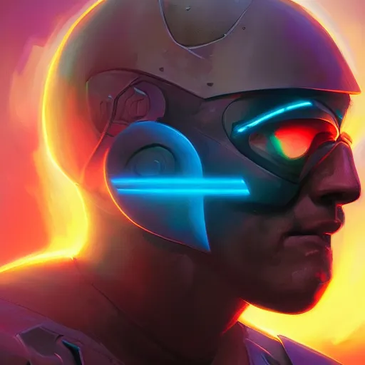 Image similar to Bright, colorful, realistic Cyber-roman rpg single individual headshot dramatic backlighting, kodachrome, high contrast, highly detailed, sharp focus, digital painting, concept art, illustration, trending on artstation, comic book by Alex Ross cover art