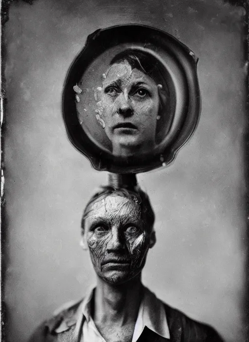 Image similar to old wet plate collodion photography portrait, hyper realistic, elegant, highly detailed, parallax, leica, medium format, by jheronimus bosch and richard avedon