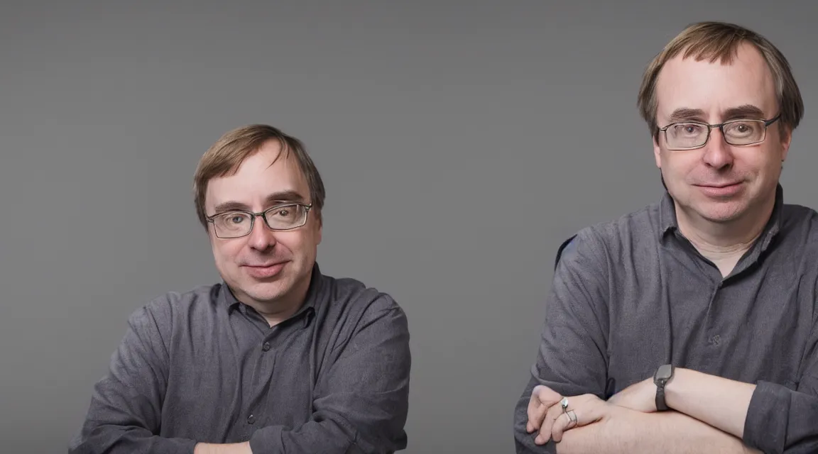 Prompt: portrait of Linus Torvalds, photo product