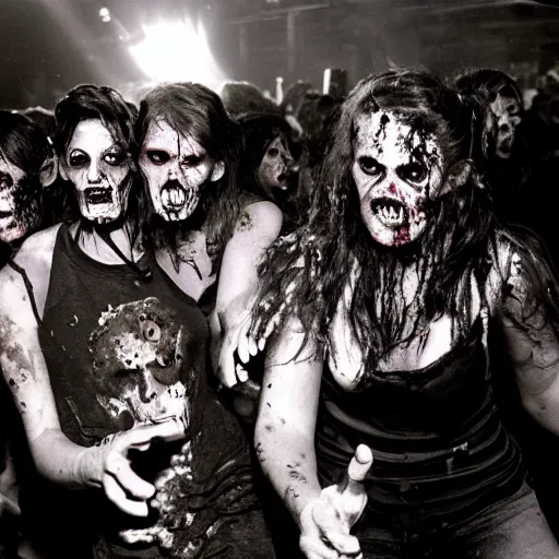 Prompt: zombies at a rave, highly detailed, photo from 1995