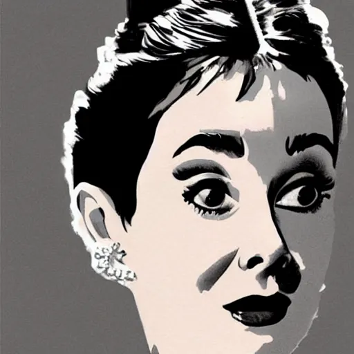 Image similar to audrey hepburn art by giulio campagnola