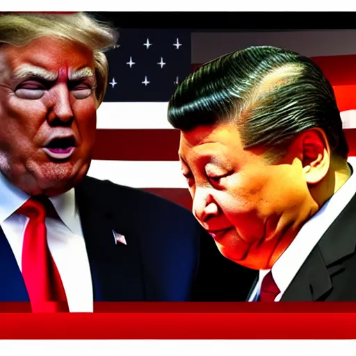 Image similar to Trump and Xi Jinping slapping each other like woman in a boxing ring, highly detailed, hyperrealistic, photograph, 4k