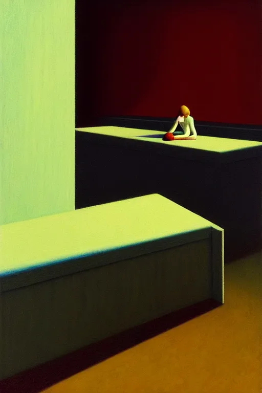 Image similar to loneliness, edward hopper and james gilleard zdzislaw beksisnski higly detailed