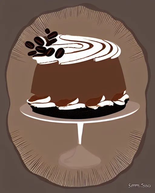 Prompt: espresso cake, stylized illustration by sam nassour