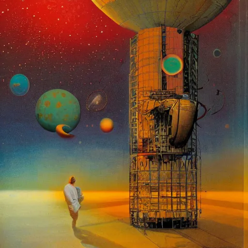 Prompt: Liminal space in outer space by Rudolf Hausner