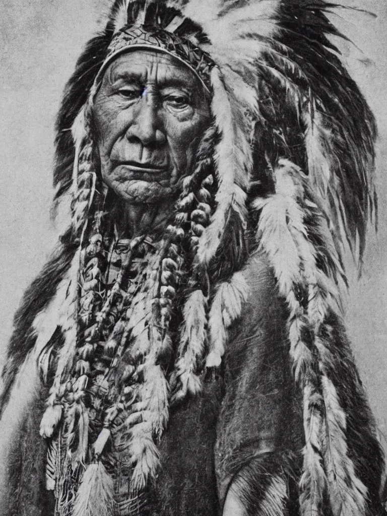 Image similar to Chief of the Native American tribe, portrait by David friedric