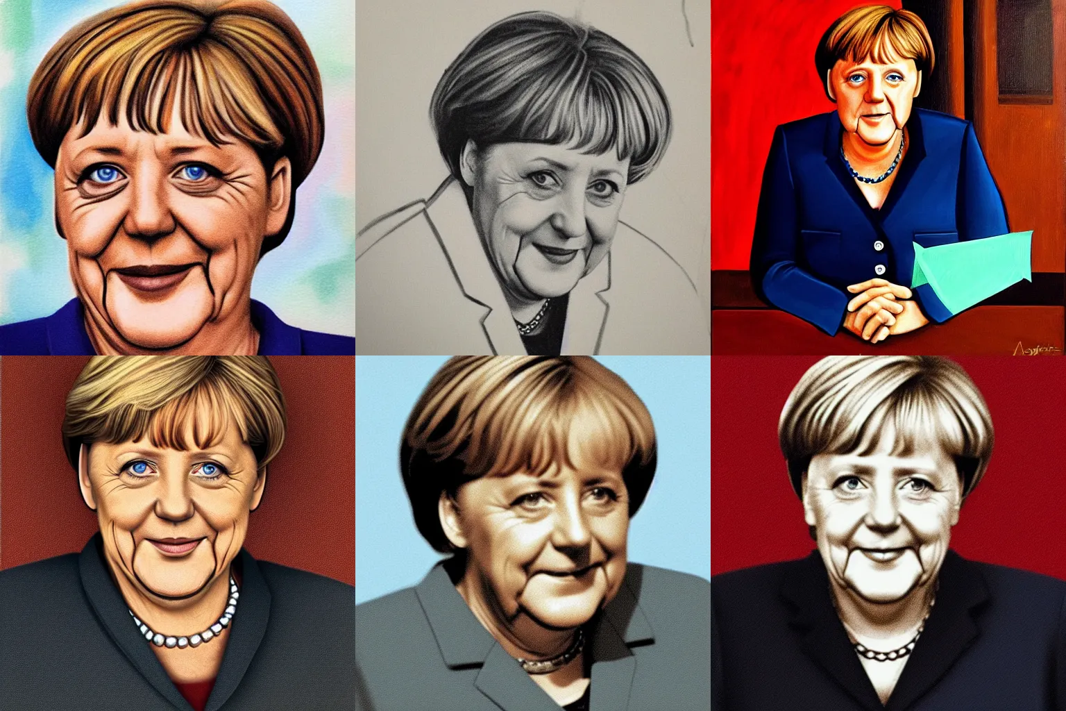 Prompt: portrait of Angela Merkel by Barnet, Will