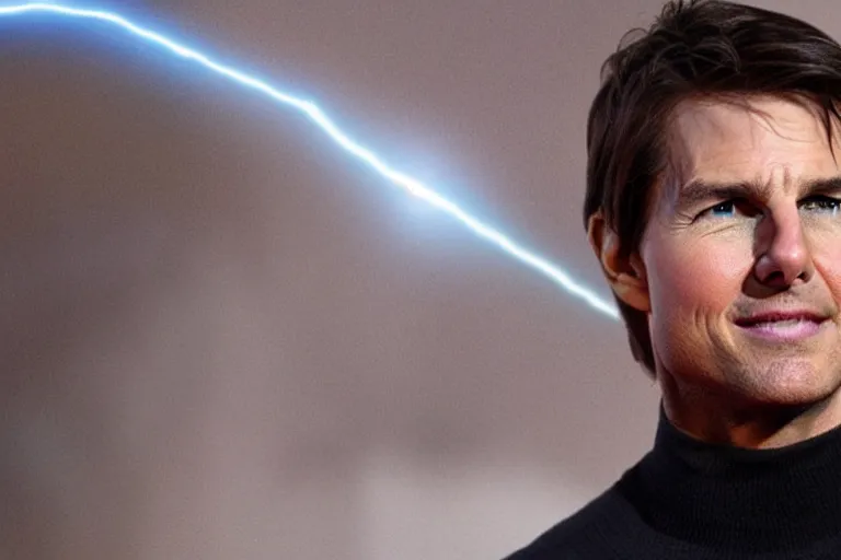 Image similar to (tom cruise!!) using force lighting, (palpatine)