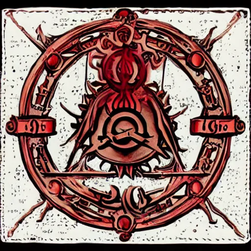 Image similar to alchemist sigils glowing red, dark