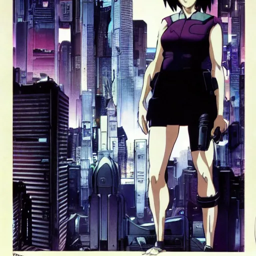 Image similar to Ghost in the Shell, GitS, perfect face, Asian face, ! Motoko Kusanagi !, film, adaptation, style anime, by Masamune Shirow