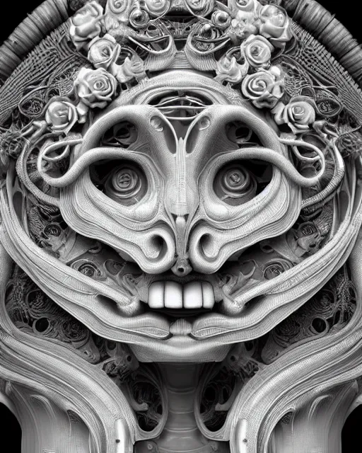 Image similar to mythical dreamy black and white organic bio-mechanical spinal ribbed profile face portrait detail of translucent steampunk beautiful siamese females angelic-human-queen-vegetal-cyborg, highly detailed, intricate trnaslucent ivy jelly ornate, poetic, translucent roses ornate, 3D render, digital art, octane render, 8K artistic photography, photo-realistic, by Dora Maar