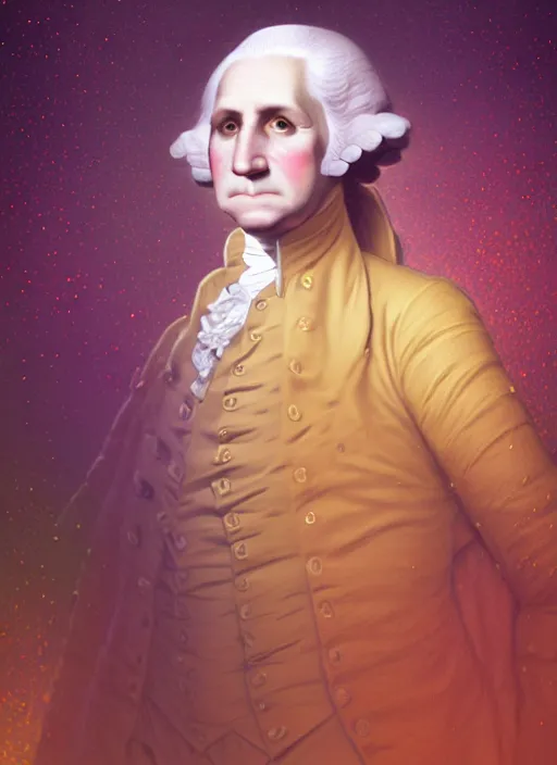 Prompt: glowwave portrait of george washington, au naturel, hyper detailed, digital art, trending in artstation, cinematic lighting, studio quality, smooth render, unreal engine 5 rendered, octane rendered, art style by klimt and nixeu and ian sprigger and wlop and krenz cushart.