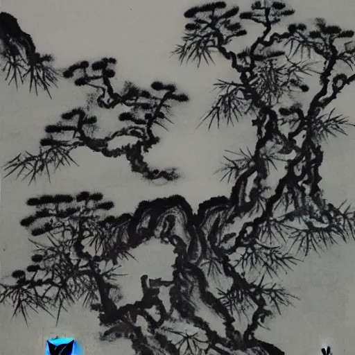 Image similar to beginning of autumn, Traditional Chinese ink painting style