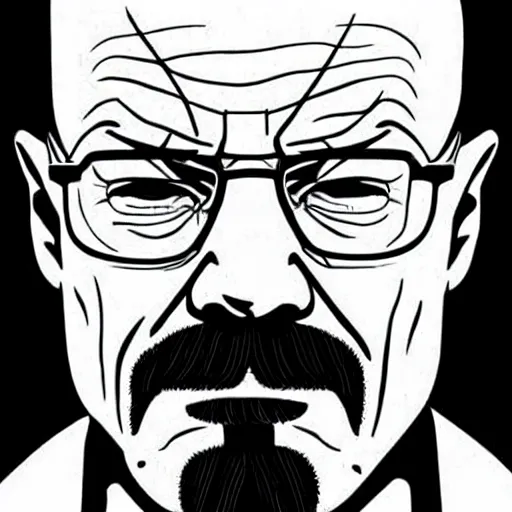 Prompt: walter white drawn by charles burns