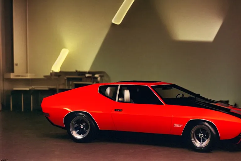 Image similar to designed by giorgetto giugiaro stylized poser of a single 1 9 7 3 bmw m 1 chevelle, thick neon lights, ektachrome photograph, volumetric lighting, f 8 aperture, cinematic eastman 5 3 8 4 film